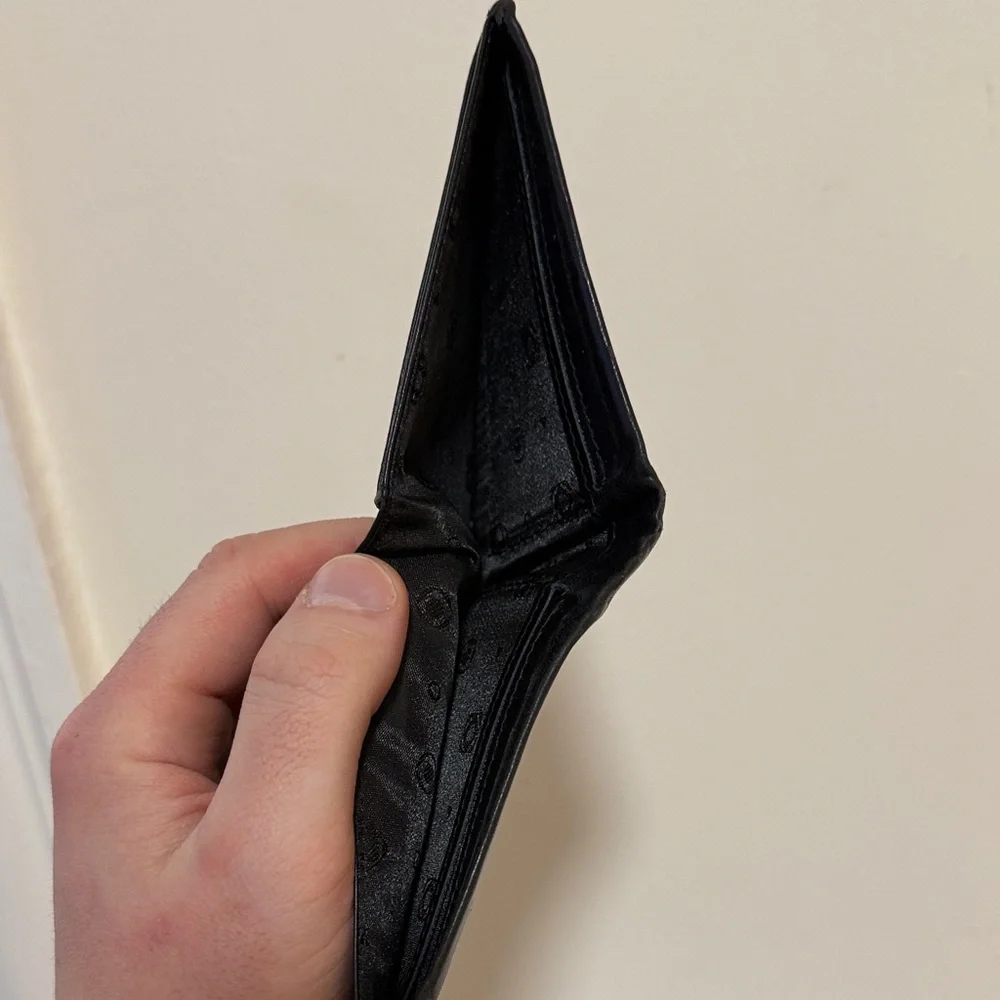 Elegant Black Leather Two Fold Wallet